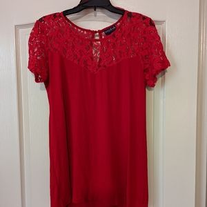 Red short-sleeved top